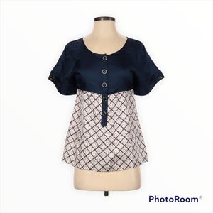 Juicy Couture Navy & White Short Sleeve Silk Top 4